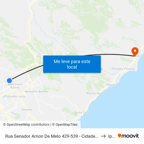 Rua Senador Arnon De Melo 429-539 - Cidade Universitária Maceió - Al Brasil to Ipioca map