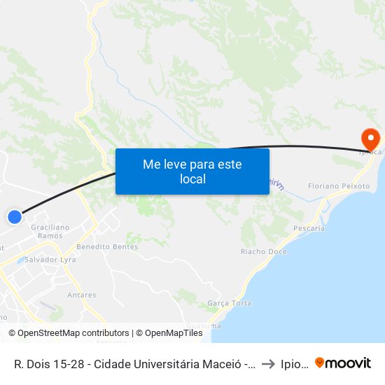R. Dois 15-28 - Cidade Universitária Maceió - Al Brasil to Ipioca map