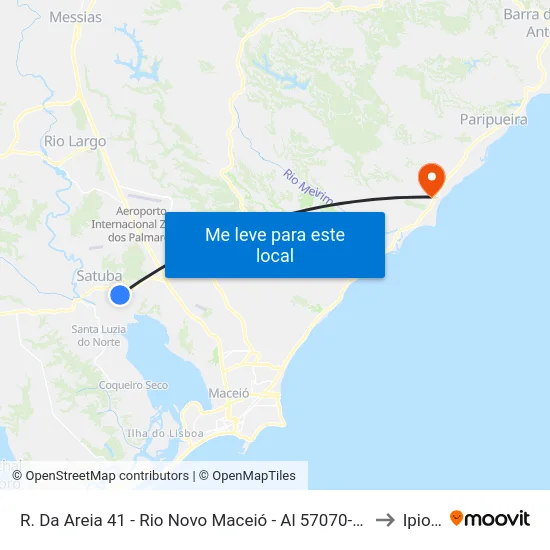 R. Da Areia 41 - Rio Novo Maceió - Al 57070-520 Brasil to Ipioca map
