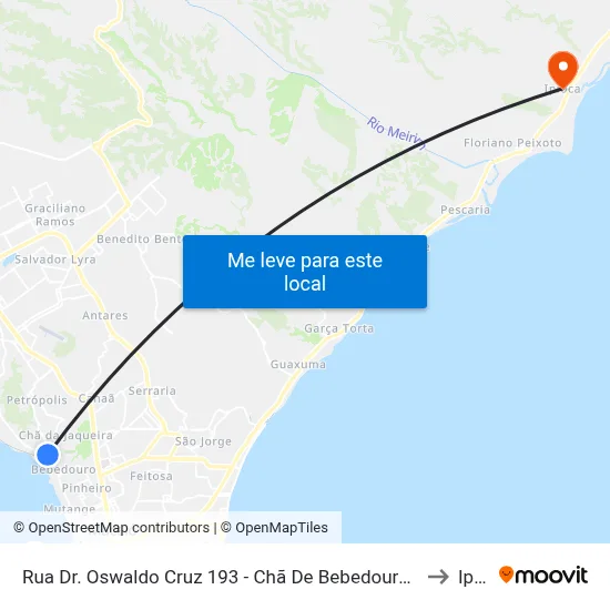 Rua Dr. Oswaldo Cruz 193 - Chã De Bebedouro Maceió - Al 57018-630 Brasil to Ipioca map