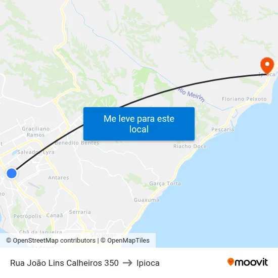 Rua João Lins Calheiros 350 to Ipioca map