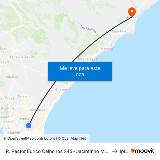 R. Pastor Euríco Calheiros 245 - Jacintinho Maceió - Al 57041-620 Brasil to Ipioca map