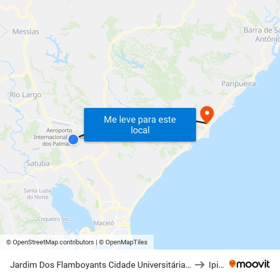 Jardim Dos Flamboyants Cidade Universitária Maceió - Alagoas Brasil to Ipioca map