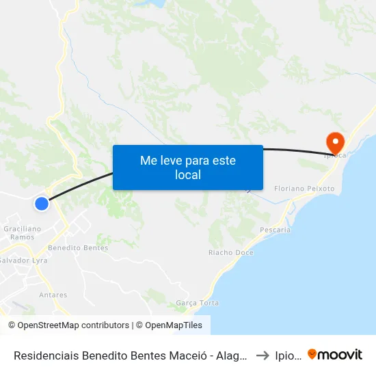 Residenciais Benedito Bentes Maceió - Alagoas Brasil to Ipioca map
