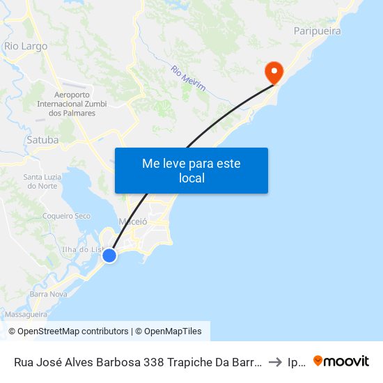 Rua José Alves Barbosa 338 Trapiche Da Barra Maceió - Alagoas 57001 Brasil to Ipioca map