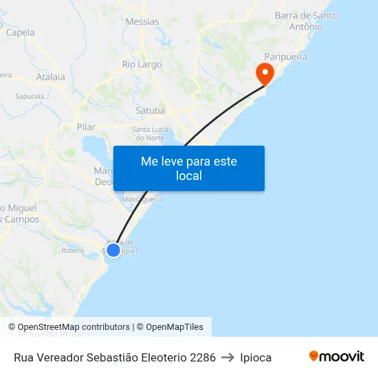 Rua Vereador Sebastião Eleoterio 2286 to Ipioca map