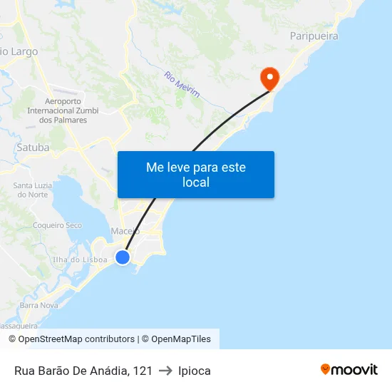 Rua Barão De Anádia, 121 to Ipioca map