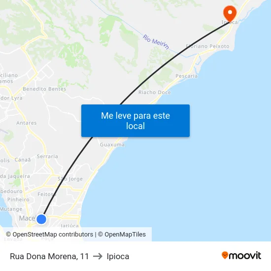 Rua Dona Morena, 11 to Ipioca map