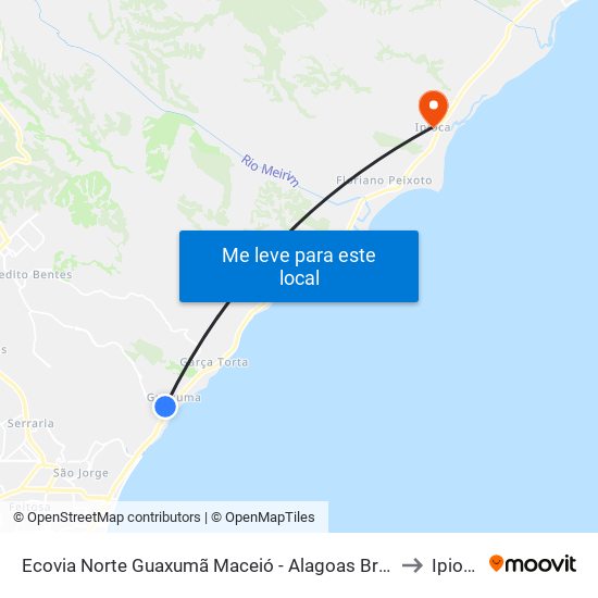 Ecovia Norte Guaxumã Maceió - Alagoas Brasil to Ipioca map