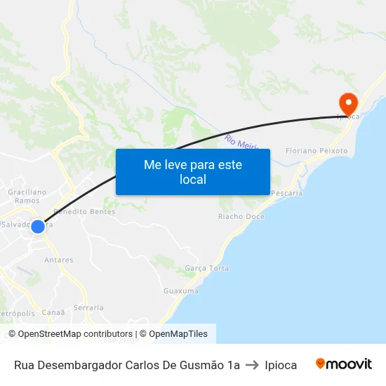 Rua Desembargador Carlos De Gusmão 1a to Ipioca map