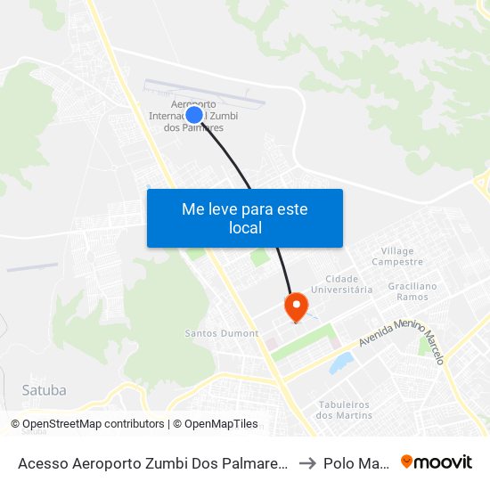 Acesso Aeroporto Zumbi Dos Palmares Rio Largo - Alagoas Brasil to Polo Maceió Ead map