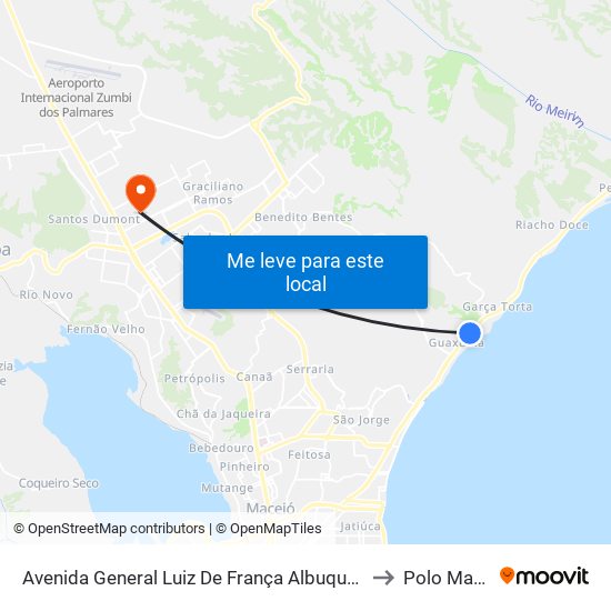 Avenida General Luiz De França Albuquerque, 160 | Sesc Guaxuma to Polo Maceió Ead map