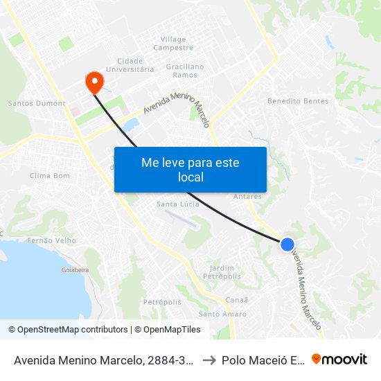 Avenida Menino Marcelo, 2884-3018 to Polo Maceió Ead map