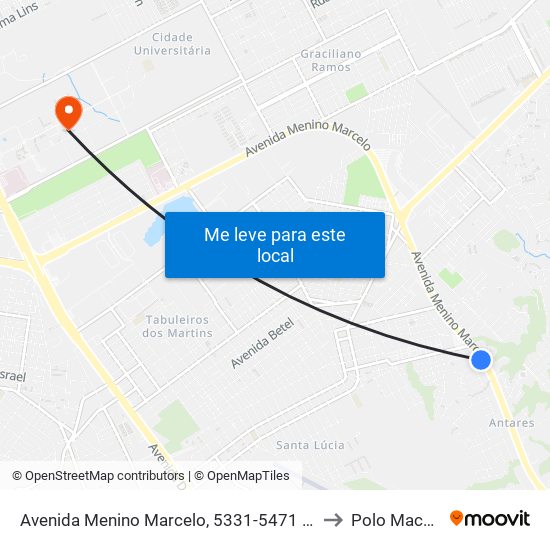 Avenida Menino Marcelo, 5331-5471 | Posto Jacutinga to Polo Maceió Ead map