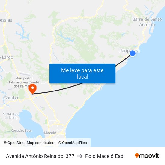 Avenida Antônio Reinaldo, 377 to Polo Maceió Ead map