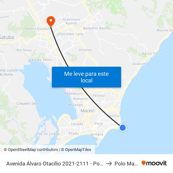 Avenida Álvaro Otacílio 2021-2111 - Ponta Verde Maceió - Al Brasil to Polo Maceió Ead map