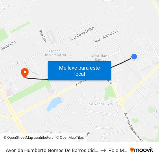 Avenida Humberto Gomes De Barros Cidade Universitária Maceió - Alagoas Brasil to Polo Maceió Ead map