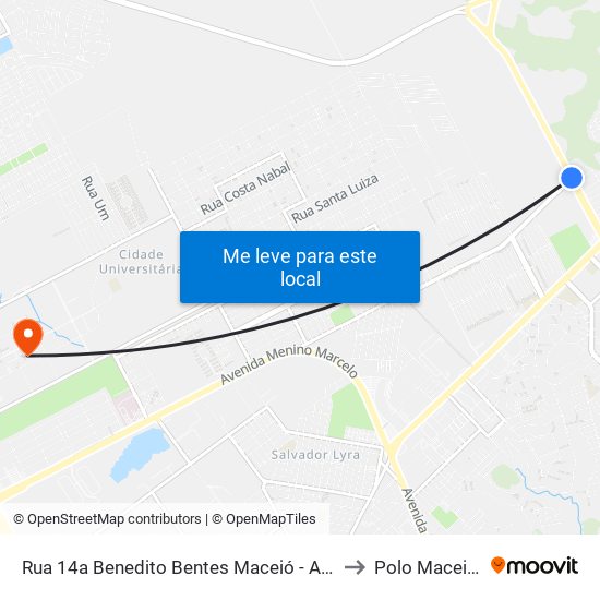 Rua 14a Benedito Bentes Maceió - Alagoas Brasil to Polo Maceió Ead map