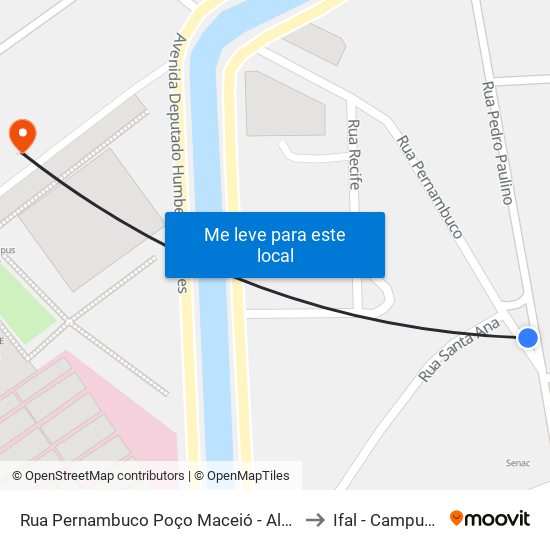 Rua Pernambuco Poço Maceió - Alagoas 57022 Brasil to Ifal - Campus Maceió map