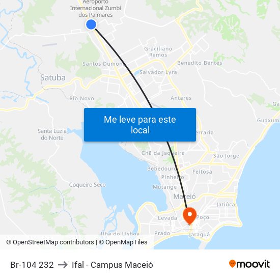Br-104 232 to Ifal - Campus Maceió map