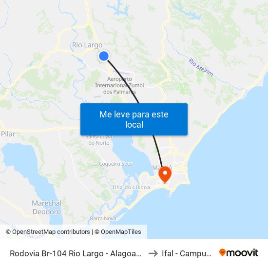 Rodovia Br-104 Rio Largo - Alagoas 57100-000 Brasil to Ifal - Campus Maceió map