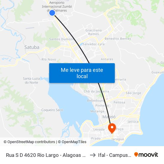 Rua S D 4620 Rio Largo - Alagoas 57100-000 Brasil to Ifal - Campus Maceió map