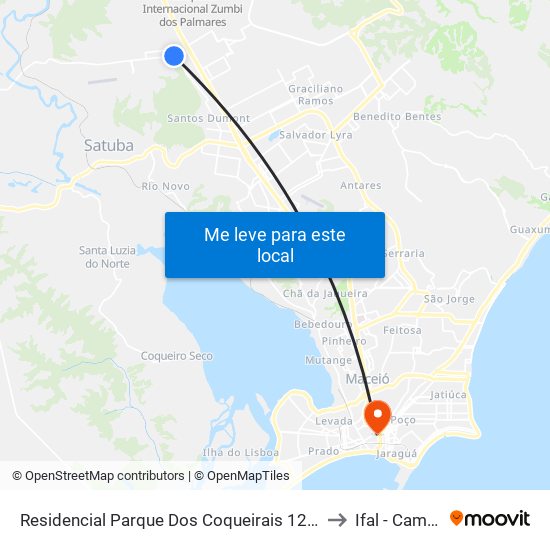 Residencial Parque Dos Coqueirais 12 Satuba - Alagoas 57120-000 Brasil to Ifal - Campus Maceió map