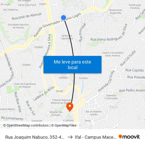 Rua Joaquim Nabuco, 352-450 to Ifal - Campus Maceió map