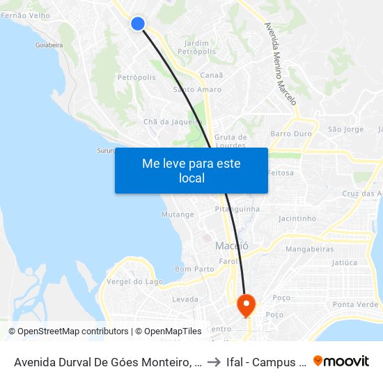 Avenida Durval De Góes Monteiro, 1237 | Tratoral to Ifal - Campus Maceió map