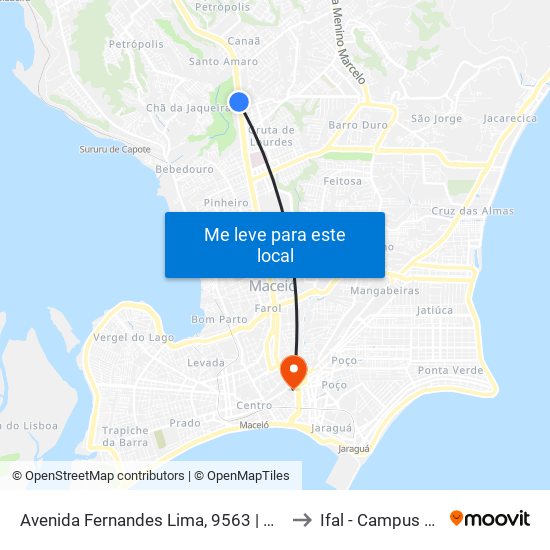 Avenida Fernandes Lima, 9563 | Walmart Farol to Ifal - Campus Maceió map