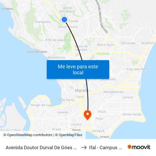 Avenida Doutor Durval De Góes Monteiro, 2 to Ifal - Campus Maceió map