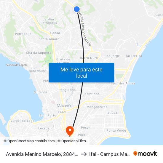 Avenida Menino Marcelo, 2884-3018 to Ifal - Campus Maceió map