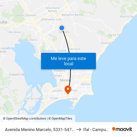 Avenida Menino Marcelo, 5331-5471 | Posto Jacutinga to Ifal - Campus Maceió map