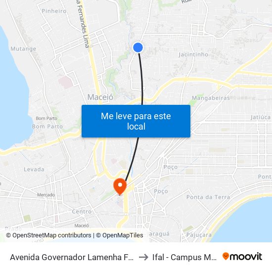 Avenida Governador Lamenha Filho, 846 to Ifal - Campus Maceió map