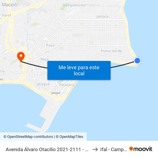 Avenida Álvaro Otacílio 2021-2111 - Ponta Verde Maceió - Al Brasil to Ifal - Campus Maceió map