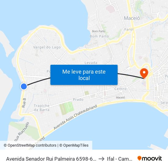 Avenida Senador Rui Palmeira 6598-6628 - Levada Maceió - Al Brasil to Ifal - Campus Maceió map