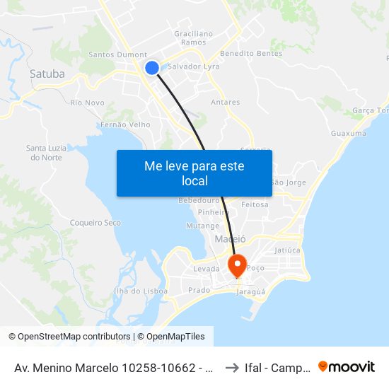 Av. Menino Marcelo 10258-10662 - Barro Duro Maceió - Al Brasil to Ifal - Campus Maceió map