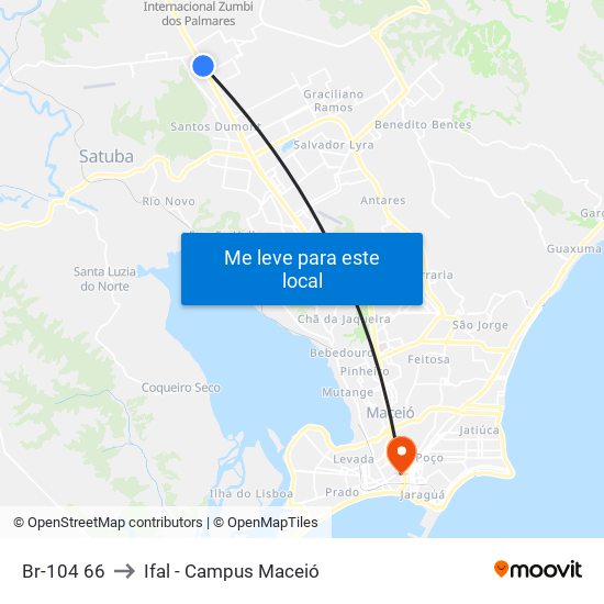 Br-104 66 to Ifal - Campus Maceió map