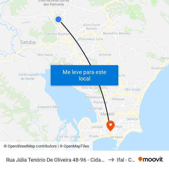 Rua Júlia Tenório De Oliveira 48-96 - Cidade Universitária Maceió - Al 57072-200 República Federativa Do Brasil to Ifal - Campus Maceió map