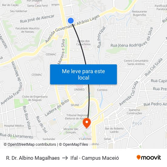 R. Dr. Albino Magalhaes to Ifal - Campus Maceió map
