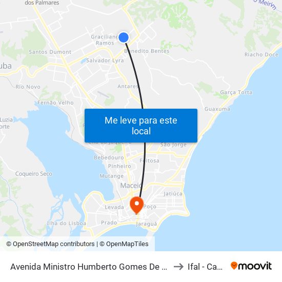 Avenida Ministro Humberto Gomes De Barros Benedito Bentes Maceió - Alagoas Brasil to Ifal - Campus Maceió map