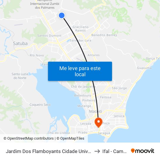 Jardim Dos Flamboyants Cidade Universitária Maceió - Alagoas Brasil to Ifal - Campus Maceió map