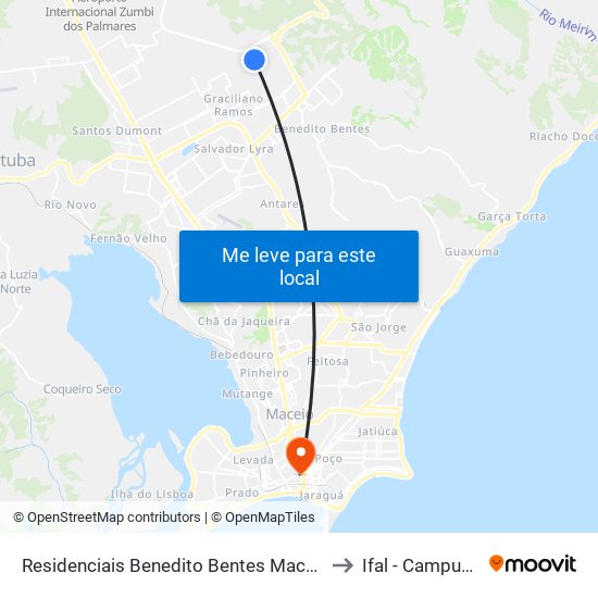 Residenciais Benedito Bentes Maceió - Alagoas Brasil to Ifal - Campus Maceió map