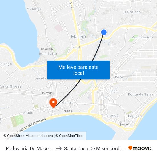 Rodoviária De Maceió Externo to Santa Casa De Misericórdia De Maceió map