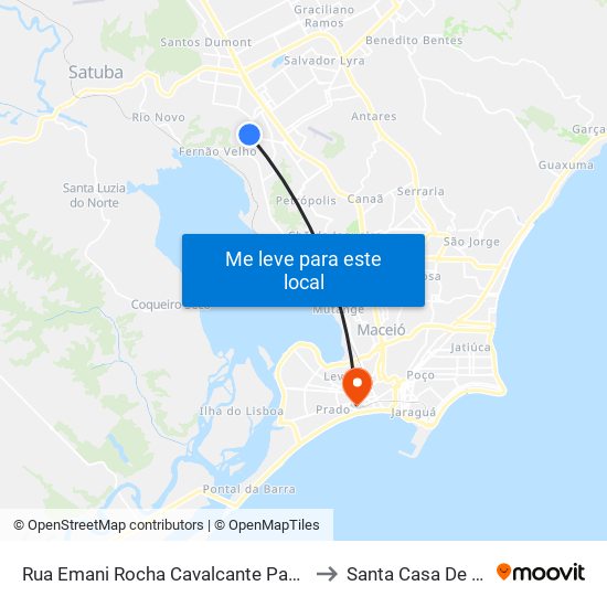 Rua Emani Rocha Cavalcante Passos 186-260 - Santa Amelia Maceió - Al Brazil to Santa Casa De Misericórdia De Maceió map