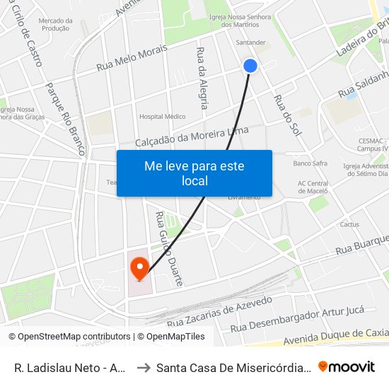 R. Ladislau Neto - A3 - Centro to Santa Casa De Misericórdia De Maceió map