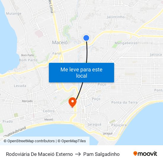 Rodoviária De Maceió Externo to Pam Salgadinho map