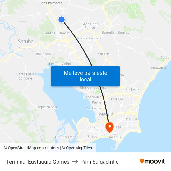 Terminal Eustáquio Gomes to Pam Salgadinho map