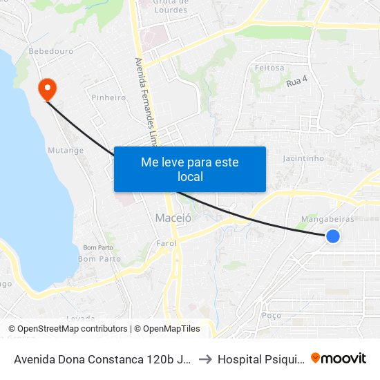 Avenida Dona Constanca 120b Jatiúca Maceió - Alagoas 57036-370 Brasil to Hospital Psiquiátrico Dr. José Lopez map