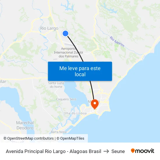 Avenida Principal Rio Largo - Alagoas Brasil to Seune map
